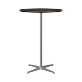 Circular Bar Table: Black Laminate + Satin Brushed Aluminum