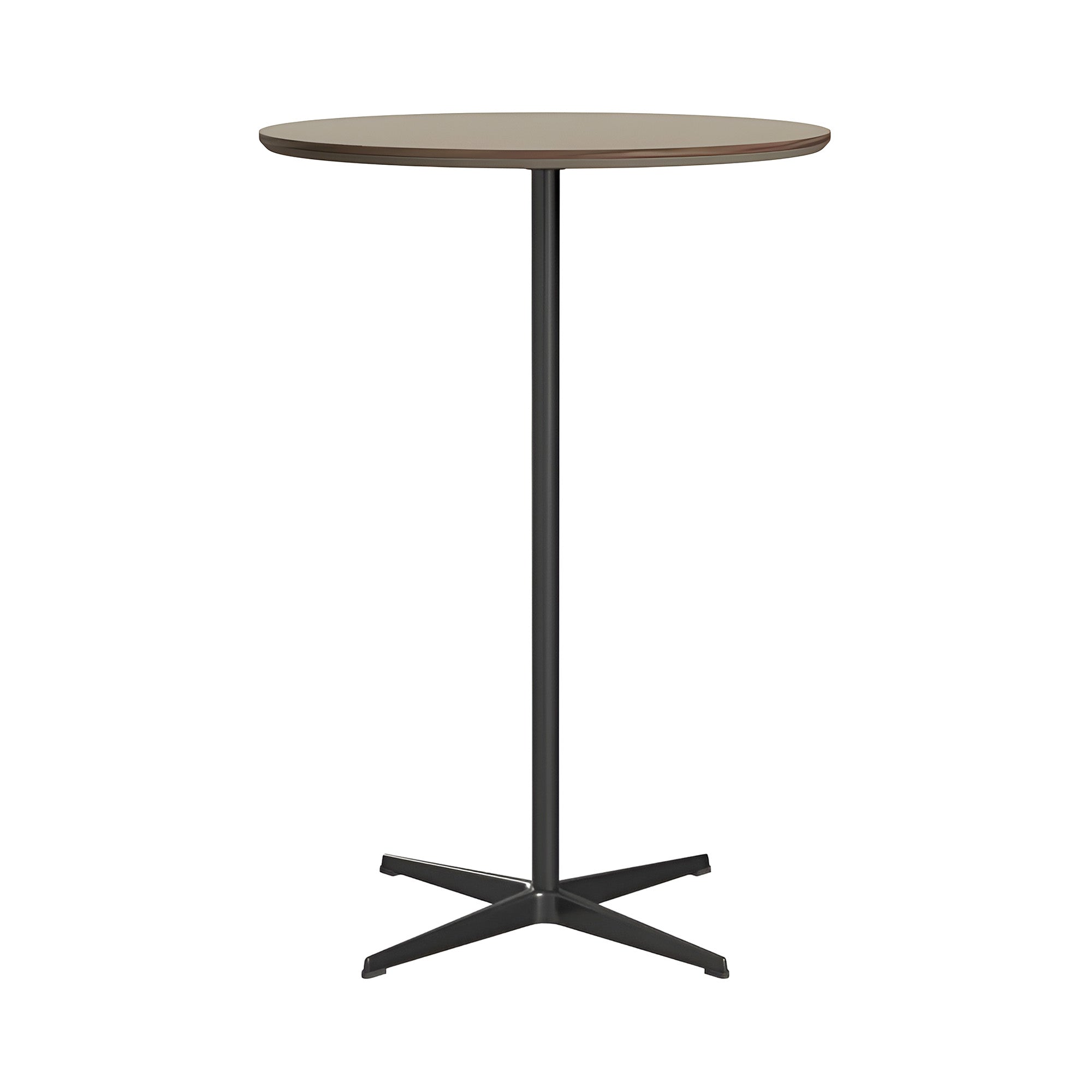 Circular Bar Table: Brown Ottawa Laminate + Black