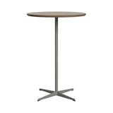Circular Bar Table: Brown Ottawa Laminate + Silver Grey