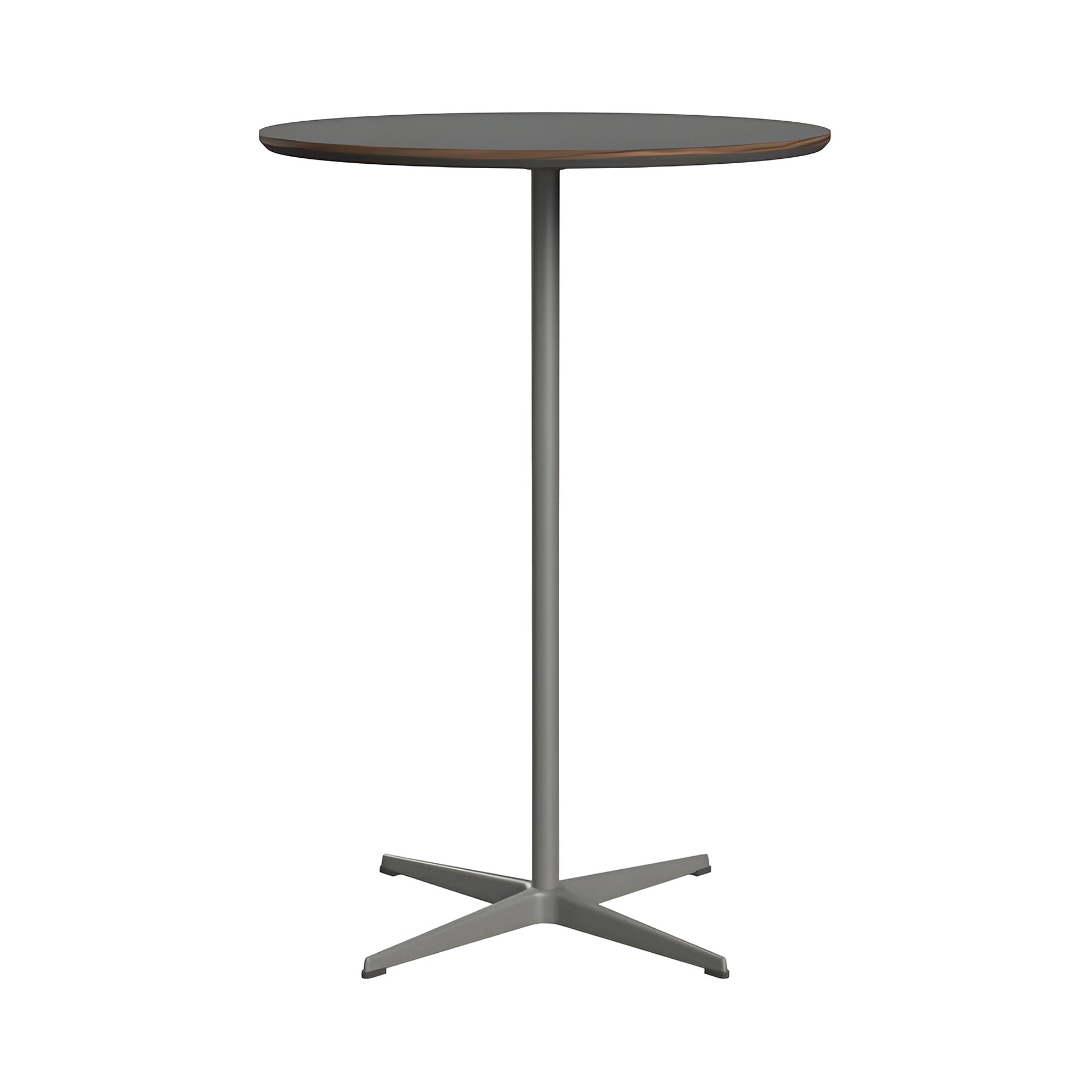 Circular Bar Table: Grey Bromo Laminate + Silver Grey