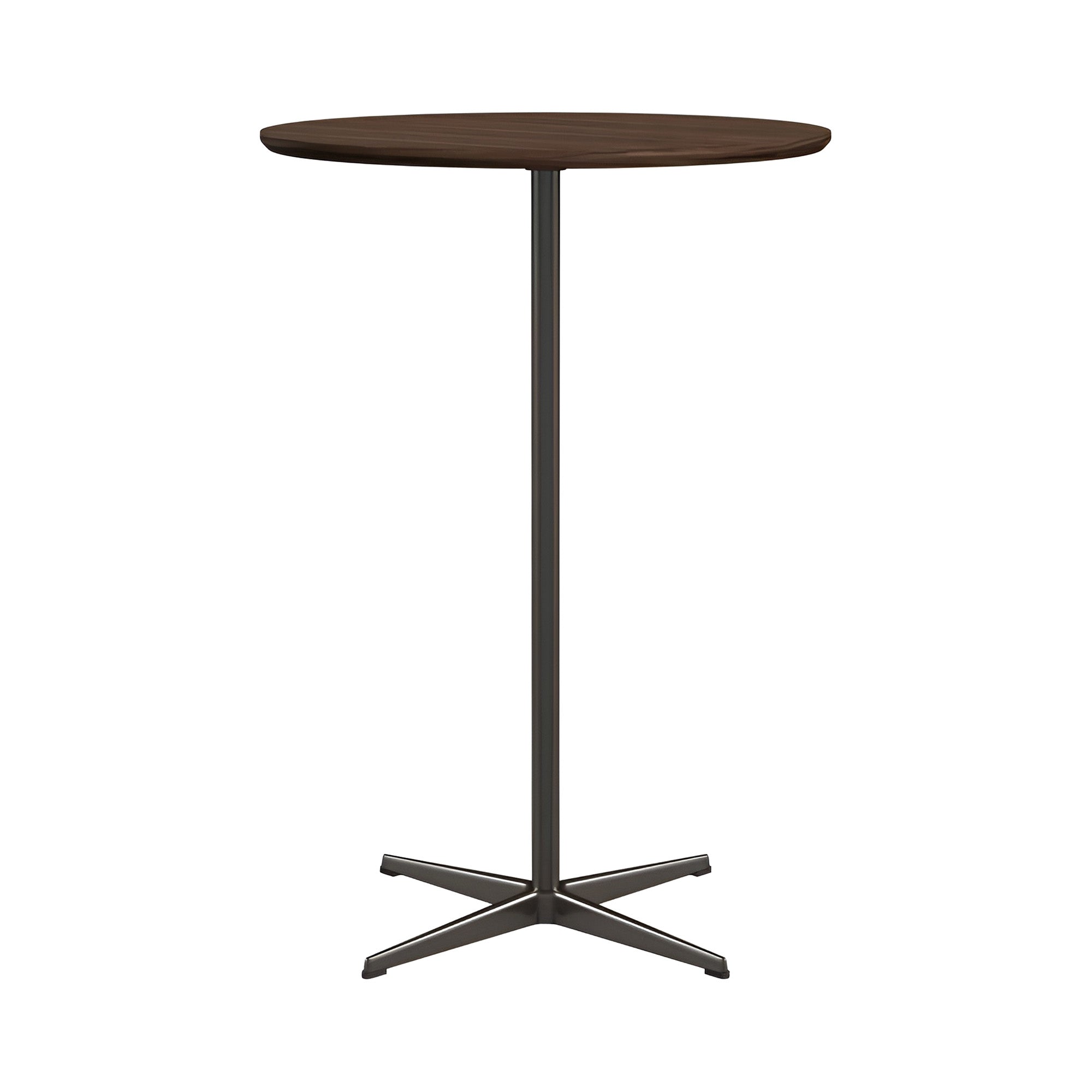 Circular Bar Table: Clear Lacquered Walnut + Brown Bronze