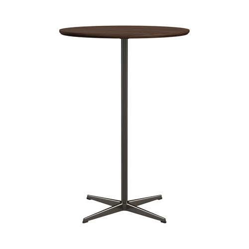 Circular Bar Table: Clear Lacquered Walnut + Brown Bronze