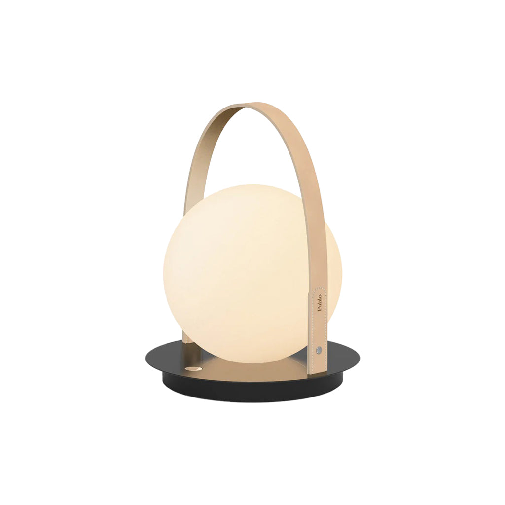 Bola Lantern Cordless: Matte Black + Tan