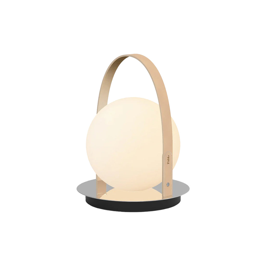 Bola Lantern Cordless: Chrome + Tan