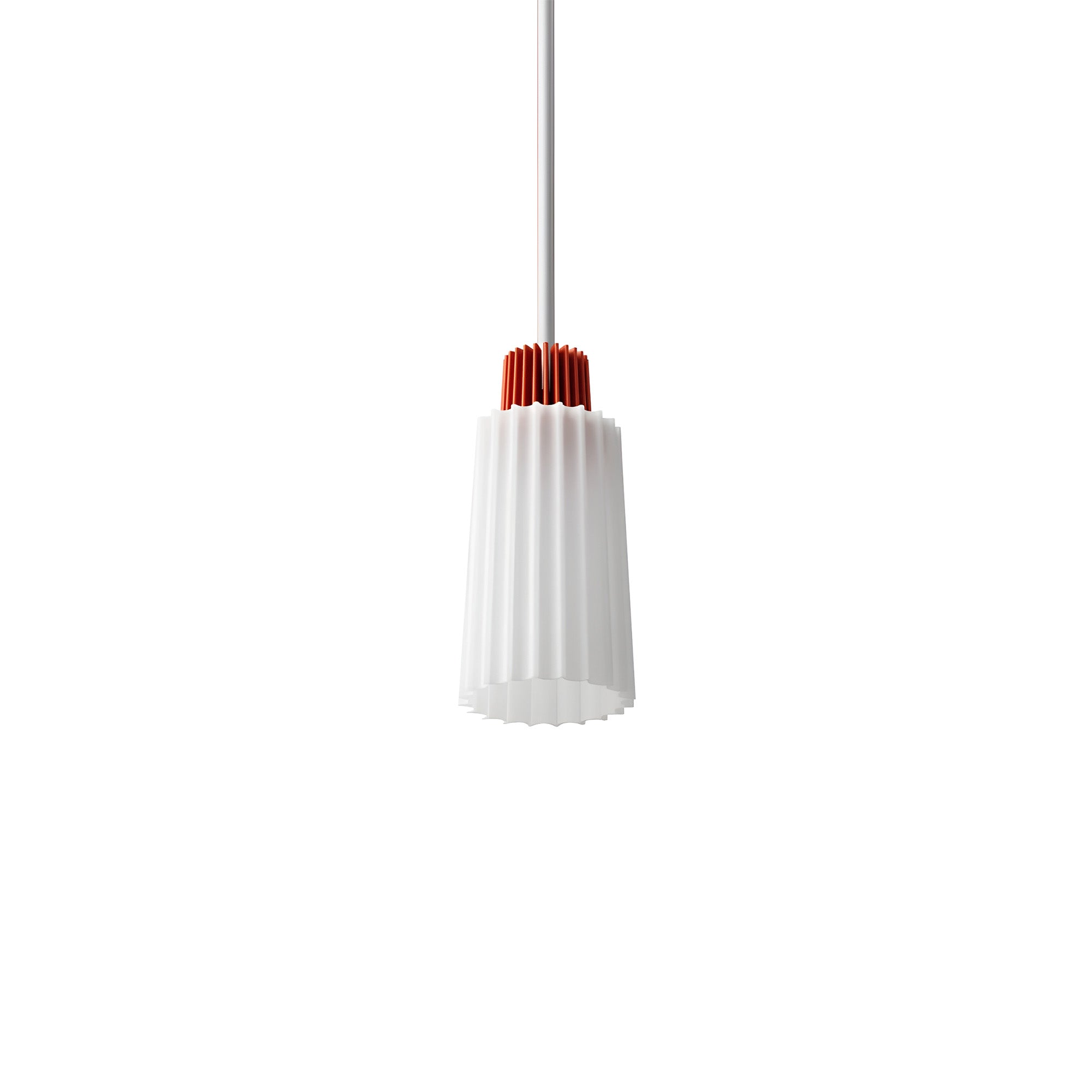 Ample Pendant: Long Fluted + Vermilion + Stem Mount