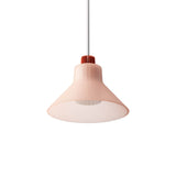 Ample Pendant: Large + Short Fluted + Frosted Blush + Vermillion + Stem Mount