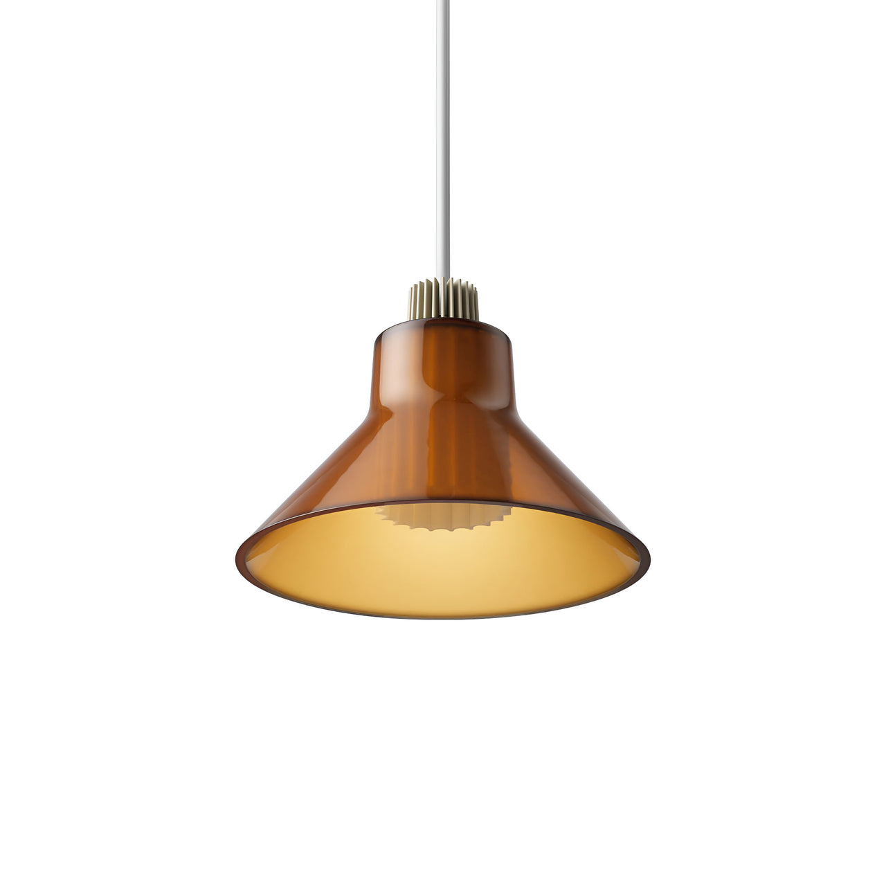 Ample Pendant: Large + Short Fluted + Caramel + Heritage Cream + Stem Mount