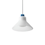 Ample Pendant: Large + Short Fluted + Frosted + Cobalt + Stem Mount