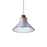 Ample Pendant: Large + Short Fluted + Frosted Smoked + Vermillion + Stem Mount