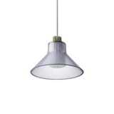 Ample Pendant: Large + Short Fluted + Frosted Smoked + Heritage Cream + Stem Mount