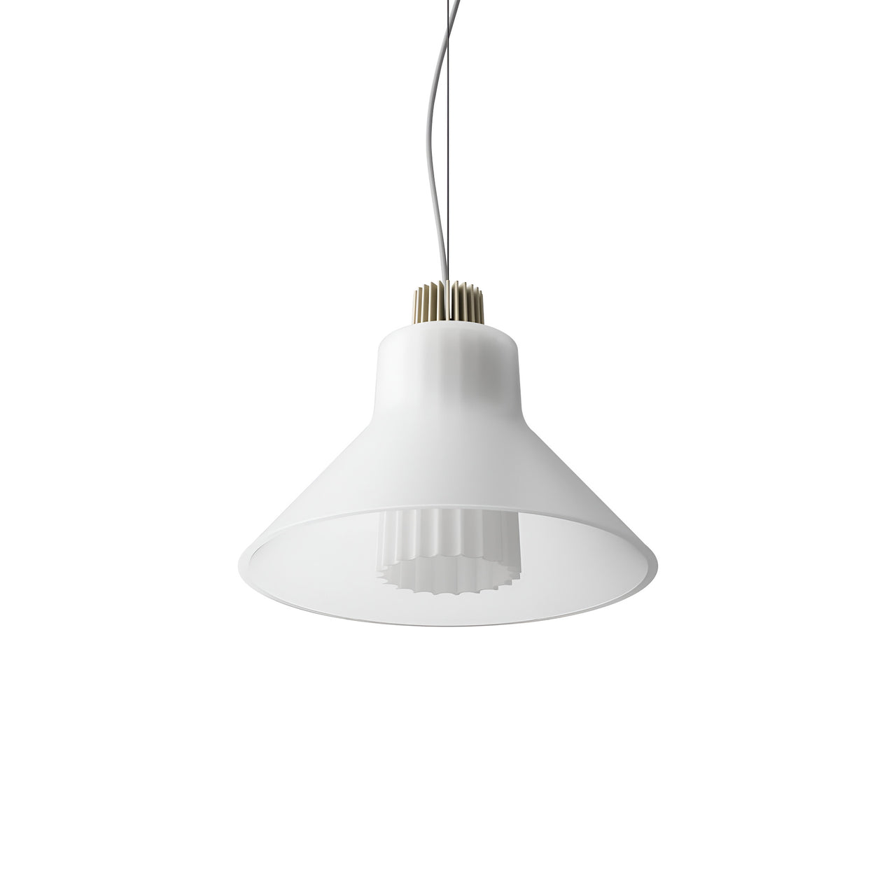 Ample Pendant: Large + Long Fluted + Frosted + Heritage Cream + Cable Suspension