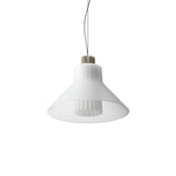 Ample Pendant: Large + Long Fluted + Frosted + Heritage Cream + Cable Suspension