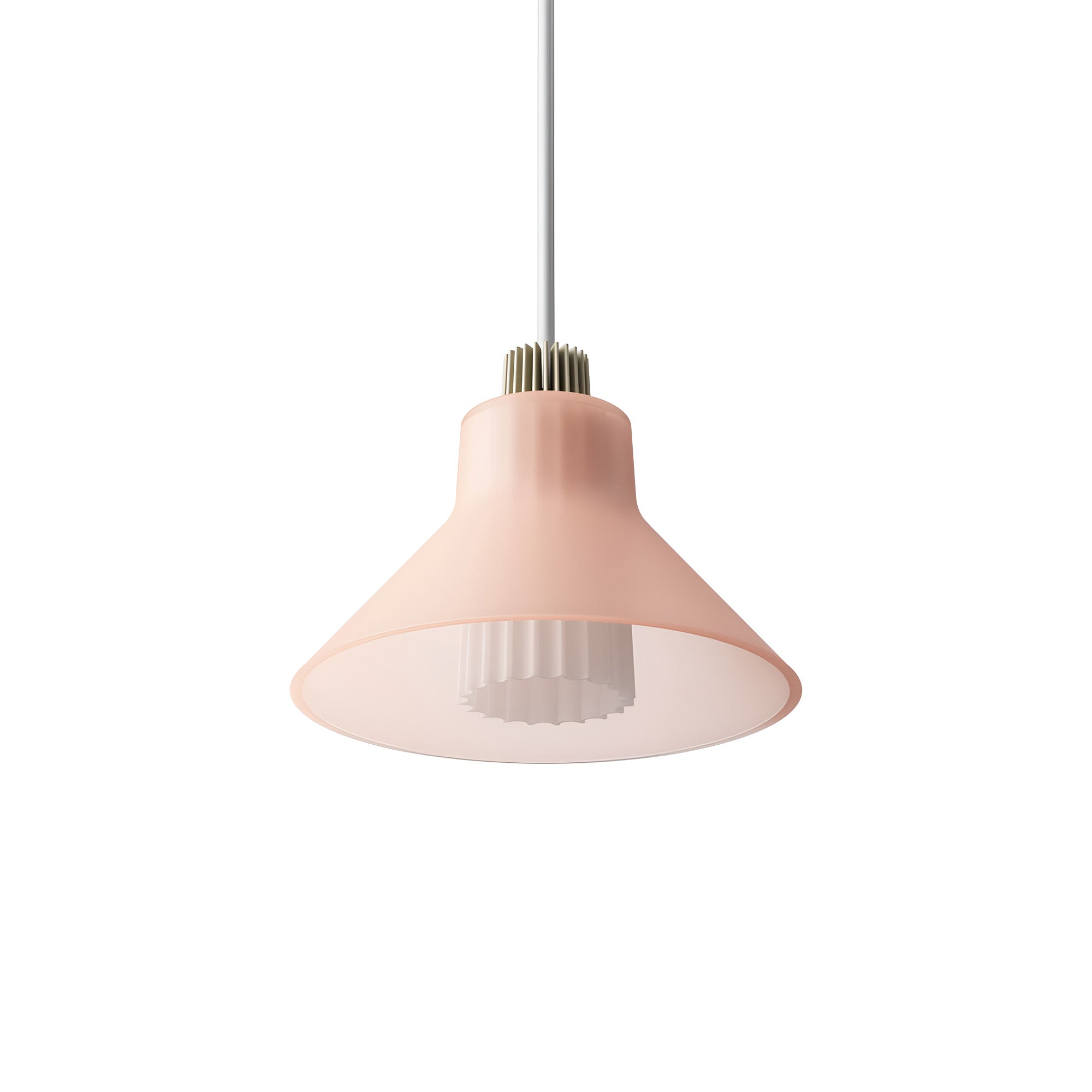 Ample Pendant: Large + Long Fluted + Frosted Blush + Heritage Cream + Stem Mount