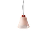 Ample Pendant: Small +  Short Fluted + Frosted Blush + Vermilion + Cable Suspension