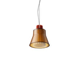 Ample Pendant: Small + Short Fluted + Caramel + Vermilion + Cable Suspension