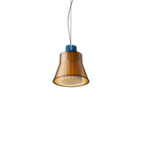 Ample Pendant: Small + Short Fluted + Caramel + Cobalt + Cable Suspension
