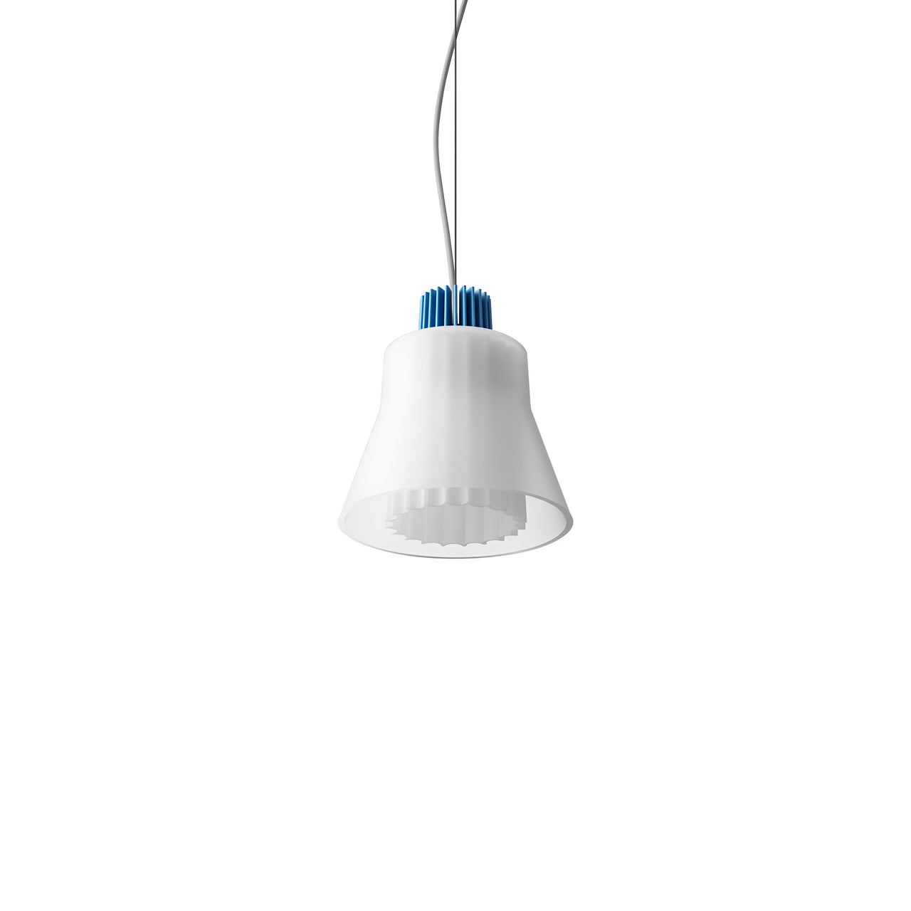 Ample Pendant: Small + Short Fluted + Frosted + Cobalt + Cable Suspension