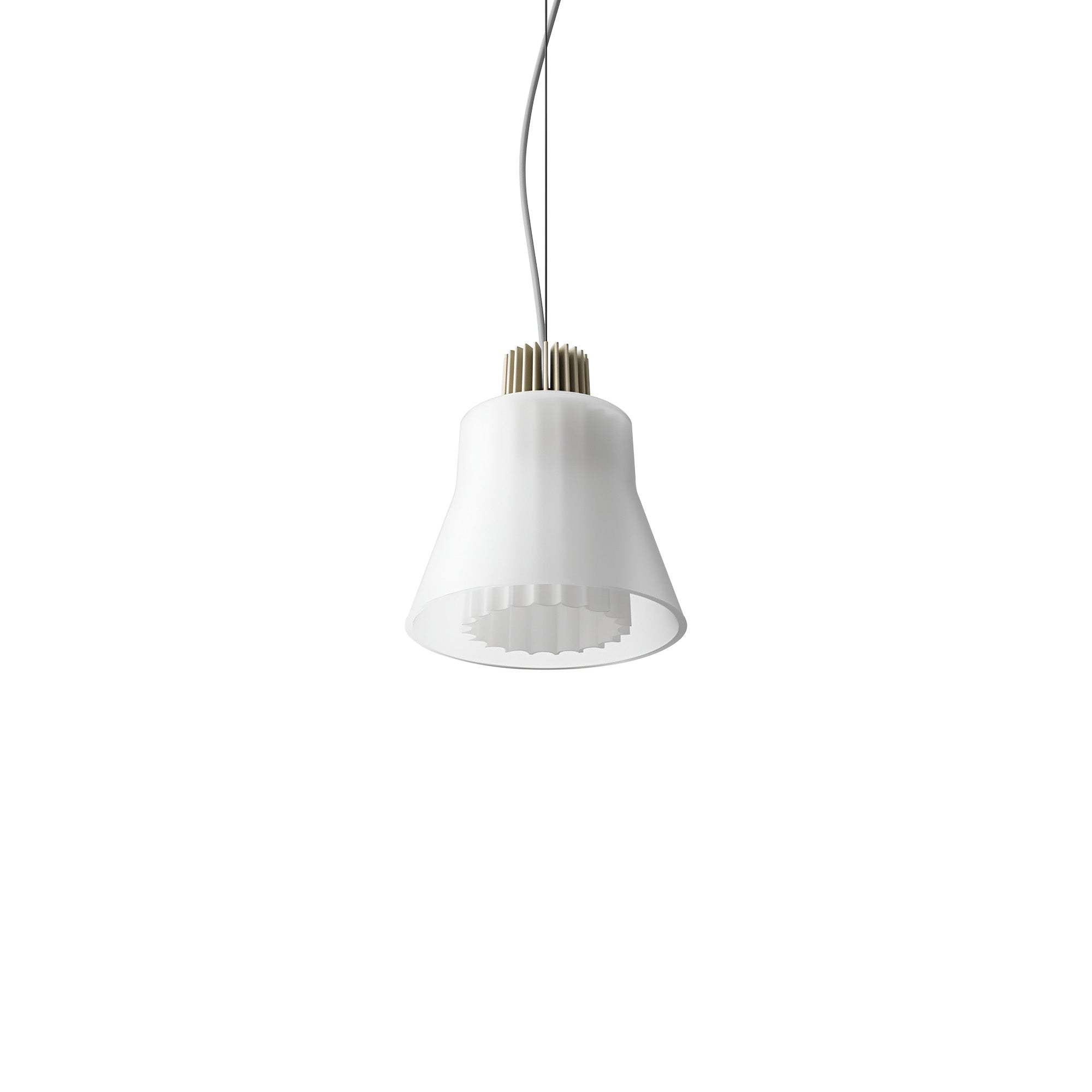 Ample Pendant: Small + Short Fluted + Frosted + Heritage Cream + Cable Suspension