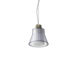 Ample Pendant: Small + Short Fluted + Frosted Smoked + Heritage Cream + Cable Suspension