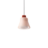 Ample Pendant: Small + Short Fluted + Frosted Blush + Vermilion + Stem Mount