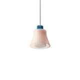 Ample Pendant: Small + Short Fluted + Frosted Blush + Cobalt + Stem Mount