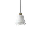 Ample Pendant: Small + Short Fluted + Frosted + Heritage Cream + Stem Mount