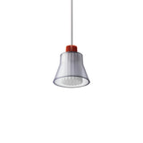 Ample Pendant: Small + Short Fluted + Frosted Smoked + Vermilion + Stem Mount