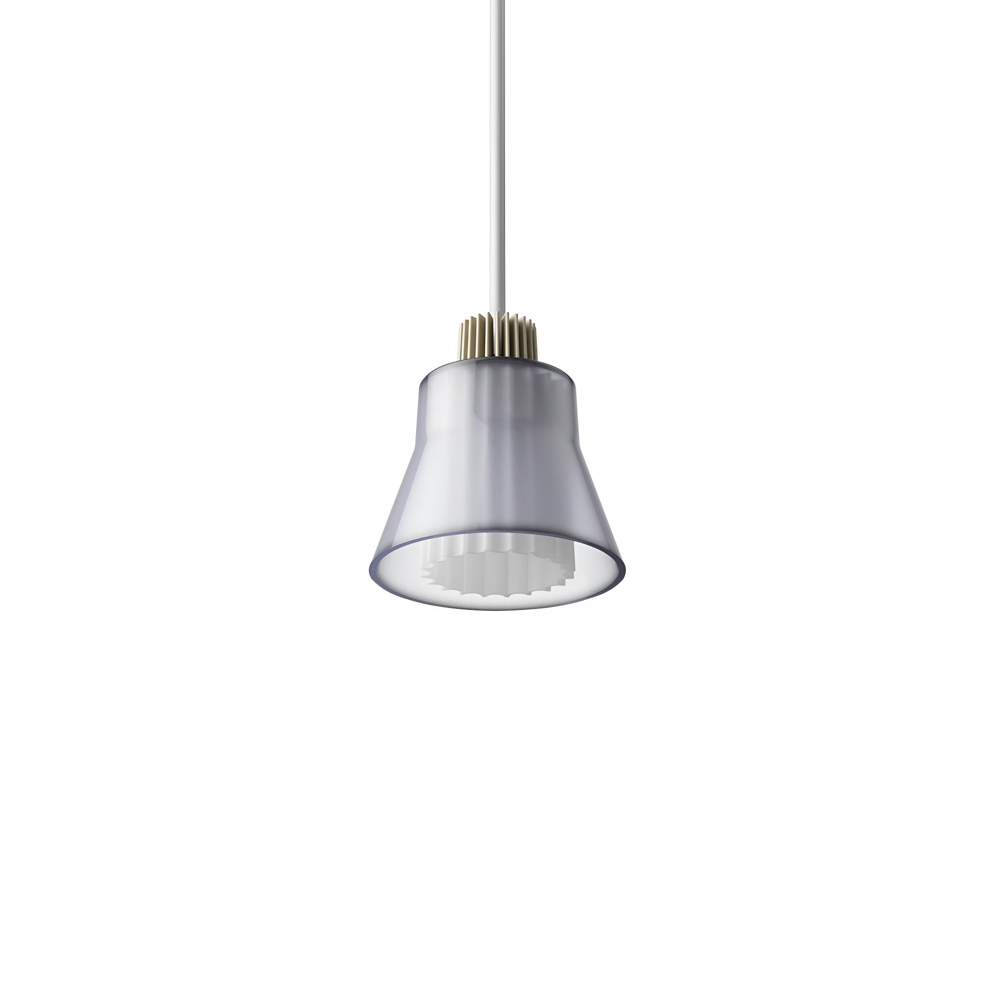 Ample Pendant: Small + Short Fluted + Frosted Smoked + Heritage cream + Stem Mount