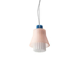 Ample Pendant: Small + Long Fluted + Frosted Blush + Cobalt + Cable Suspension