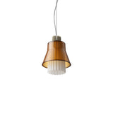 Ample Pendant: Small + Long Fluted + Caramel + Heritage Cream + Cable Suspension