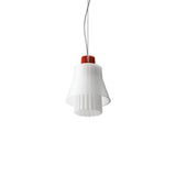 Ample Pendant: Small + Long Fluted + Frosted + Vermilion + Cable Suspension
