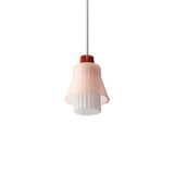Ample Pendant: Small + Long Fluted + Frosted Blush + Vermilion + Stem Mount