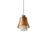 Ample Pendant: Small + Long Fluted + Caramel + Heritage Cream + Stem Mount