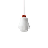 Ample Pendant: Small + Long Fluted + Frosted + Vermilion + Stem Mount