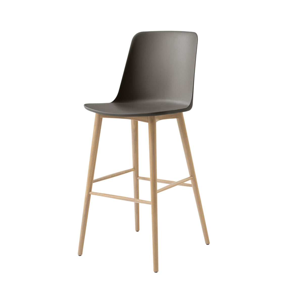 Rely Bar + Counter Highback Stool HW133 + HW128 + Bar (HW133) + Stone Grey + Oak