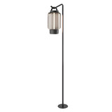 Qu Floor Light: Jet Black + Amber Glass