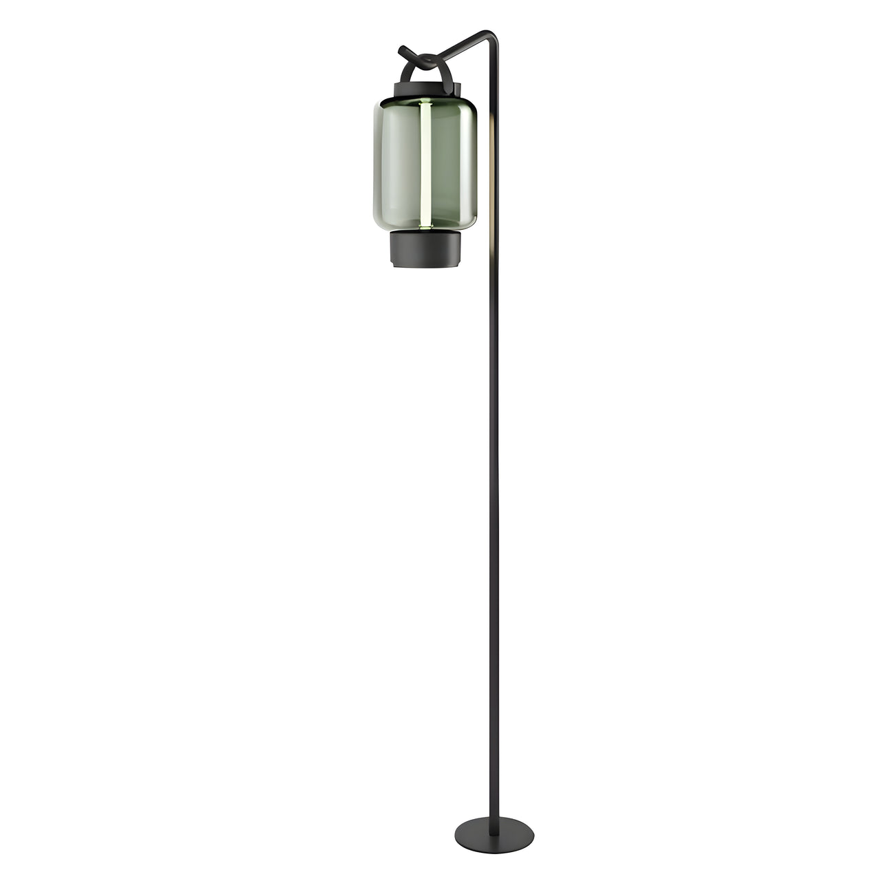 Qu Floor Light: Jet Black + Jade Glass