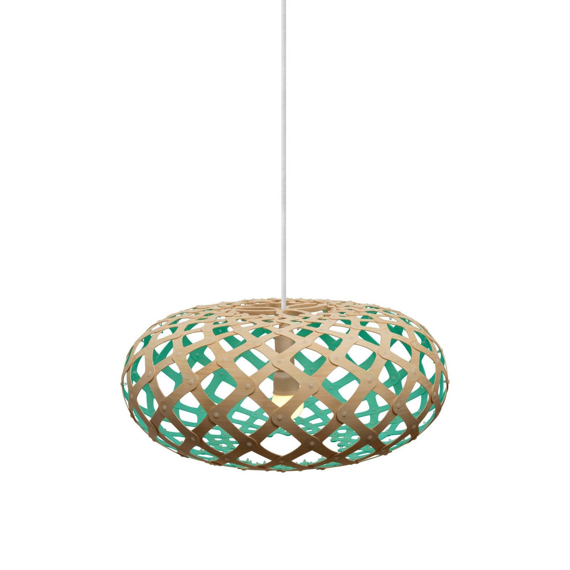 Kina Pendant Light: Small + Bamboo + Aqua + White