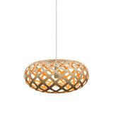 Kina Pendant Light: Small + Bamboo + Orange + White