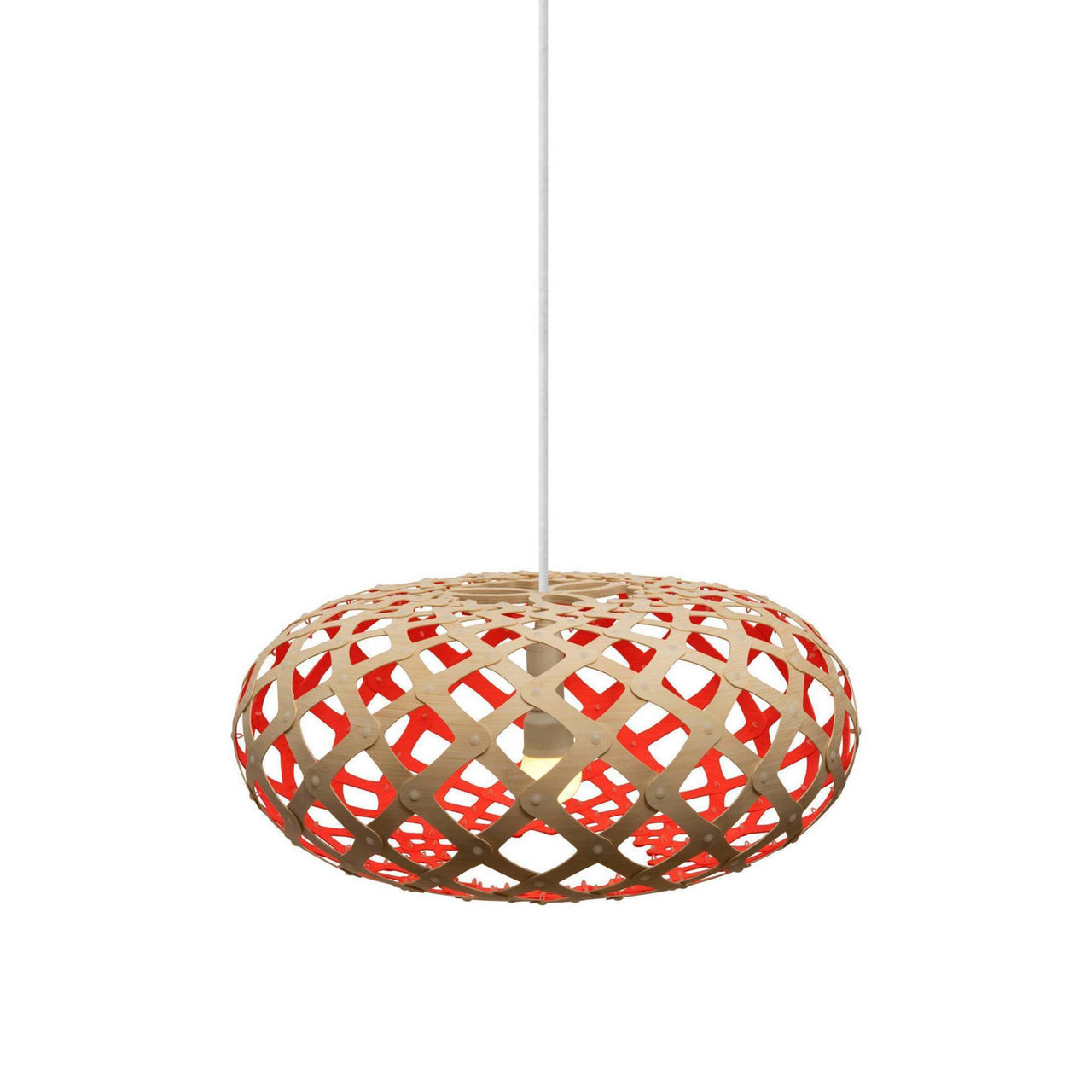 Kina Pendant Light: Small + Bamboo + Red + White