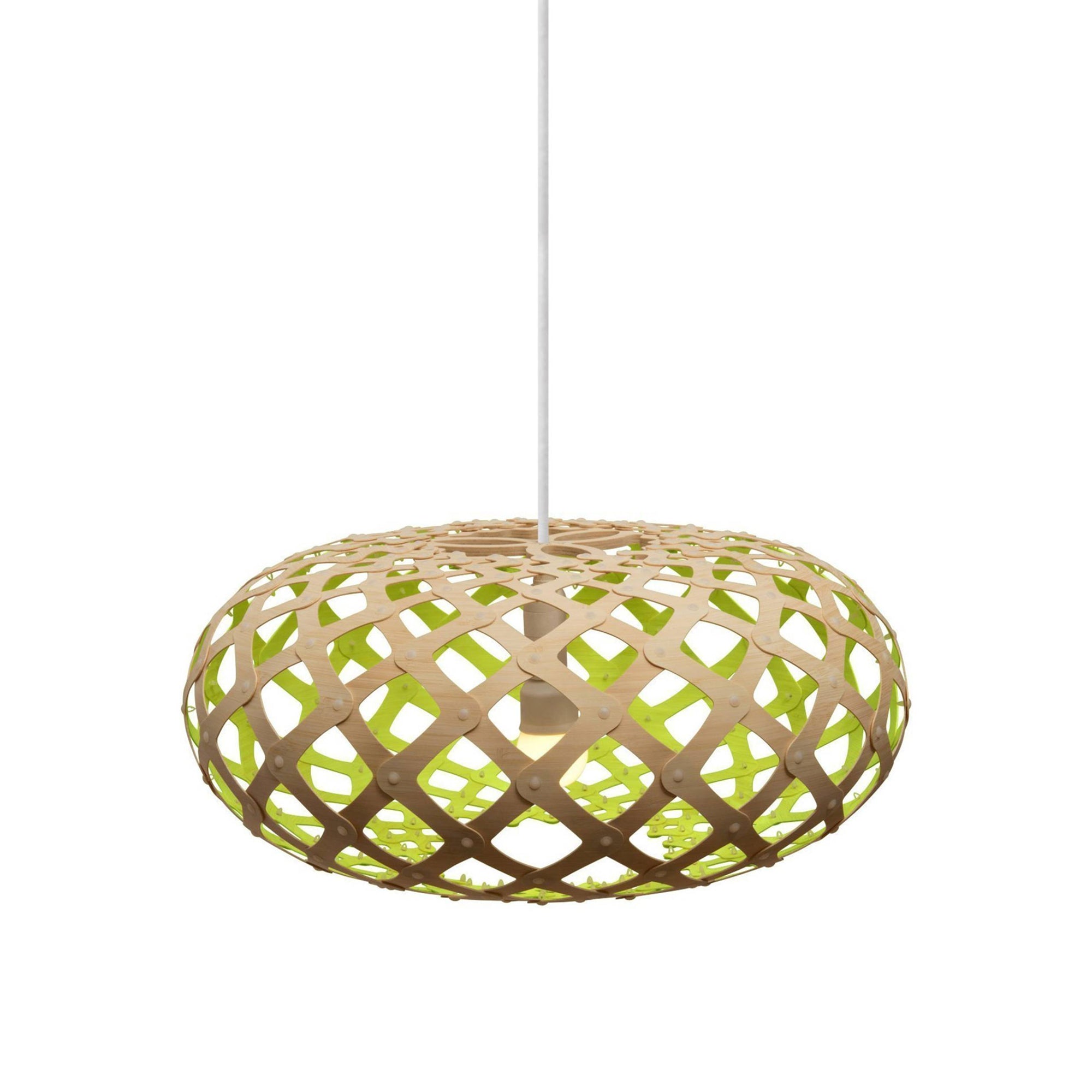 Kina Pendant Light: Large + Bamboo + Lime + White