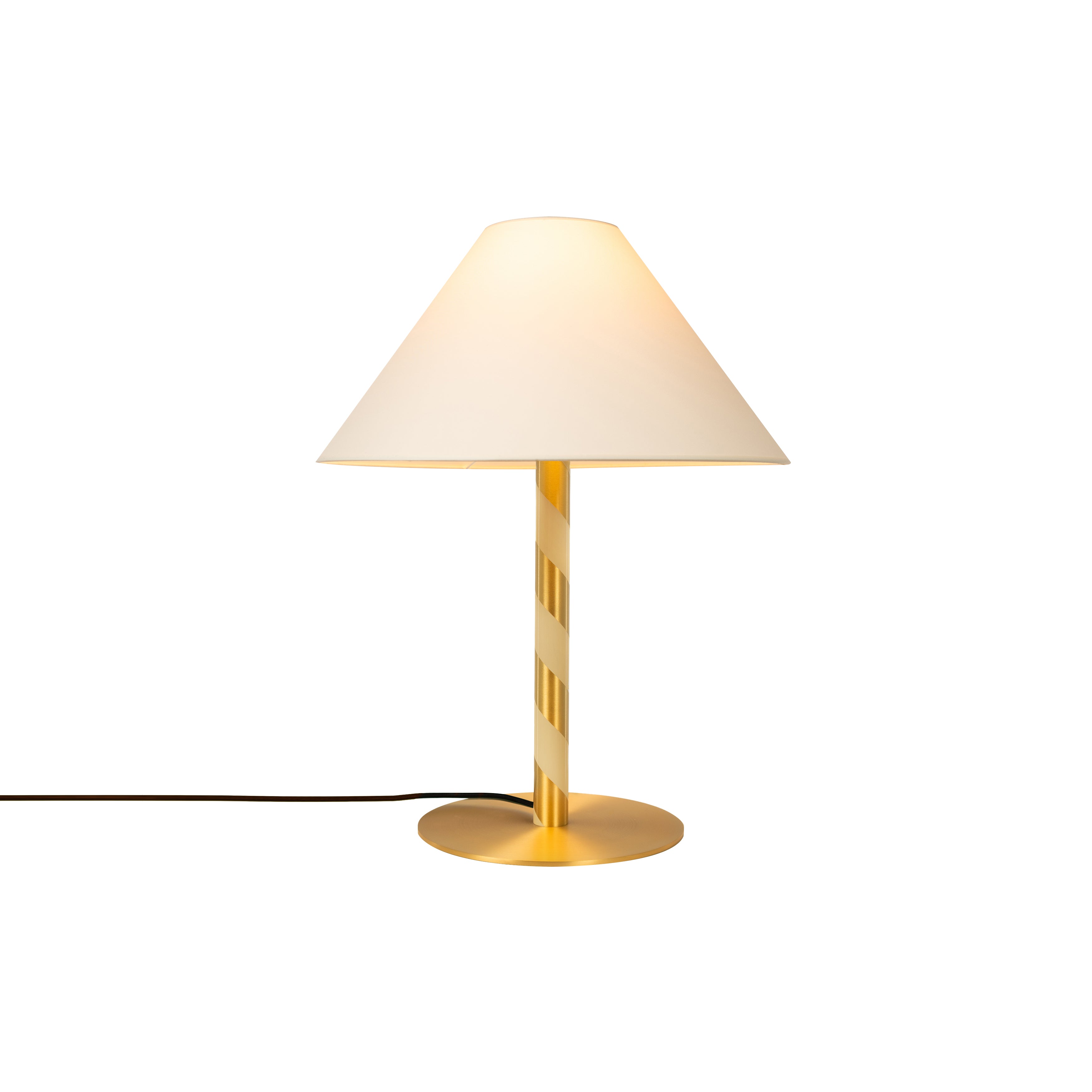 Candy Table Lamp: Satin Brass + White