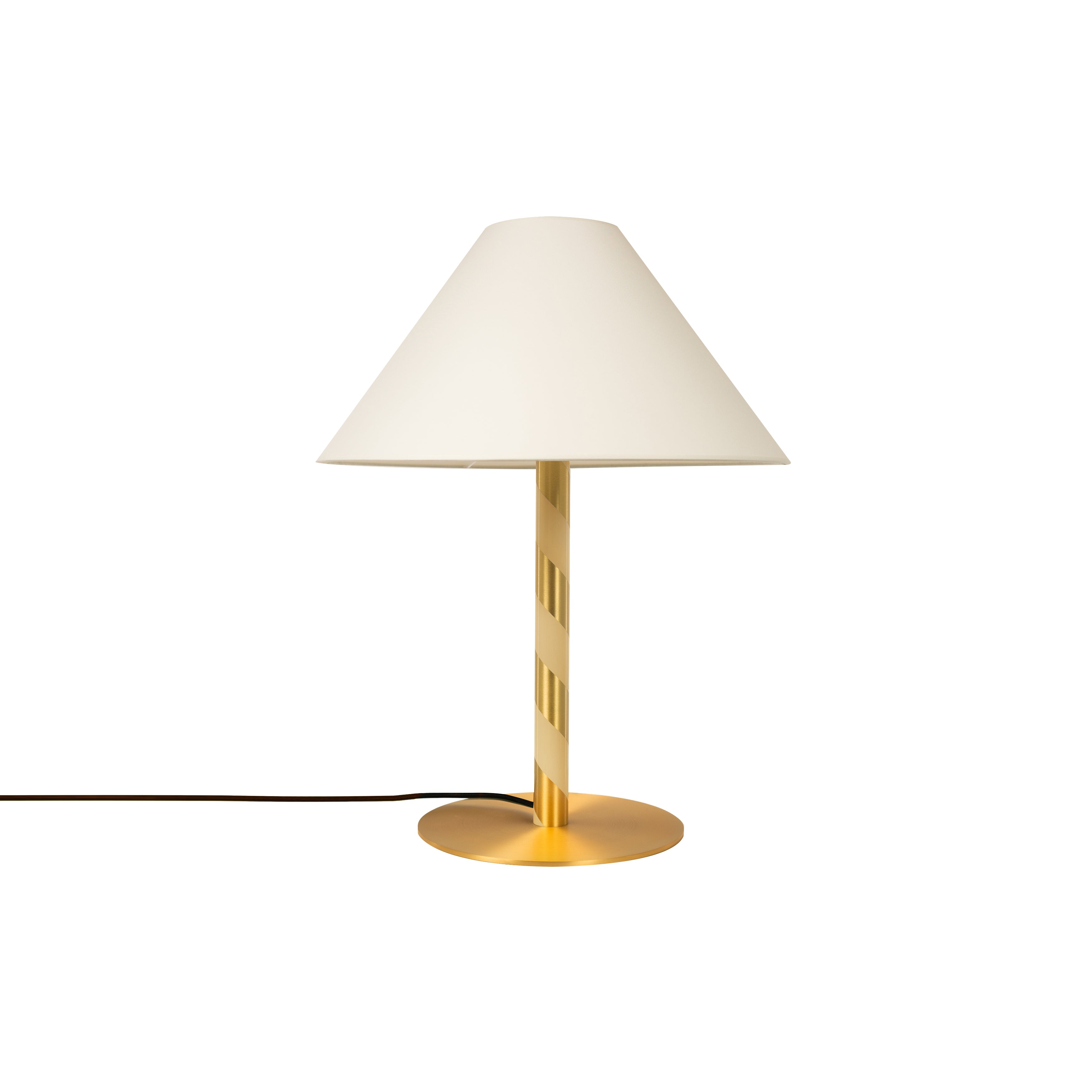Candy Table Lamp: Satin Brass + White