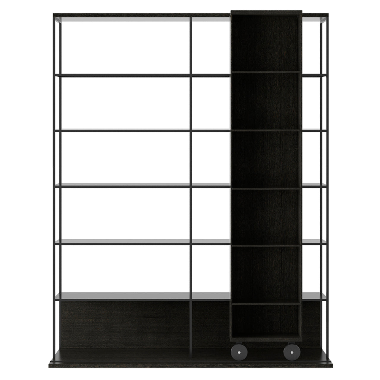 Literatura Open Shelf: Composition 3 + Dark Grey Stained Oak + With Glider Shelf