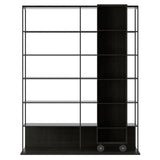 Literatura Open Shelf: Composition 3 + Dark Grey Stained Oak + With Glider Shelf