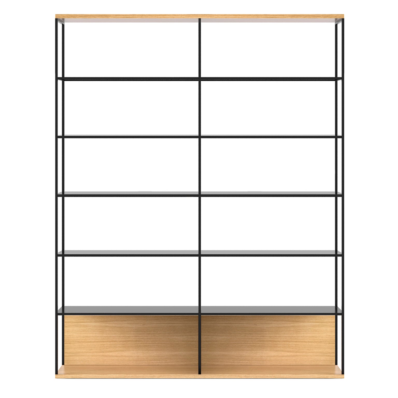 Literatura Open Shelf: Composition 3 + Whitened Oak + Black + Without Glider Shelf