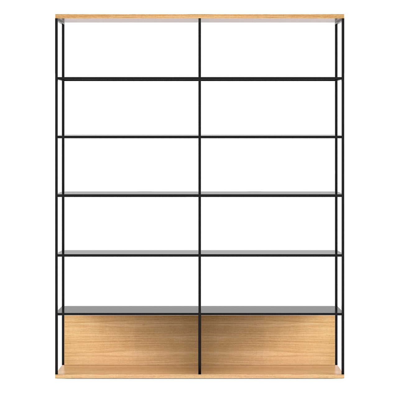 Literatura Open Shelf: Composition 3 + Whitened Oak + Black + Without Glider Shelf
