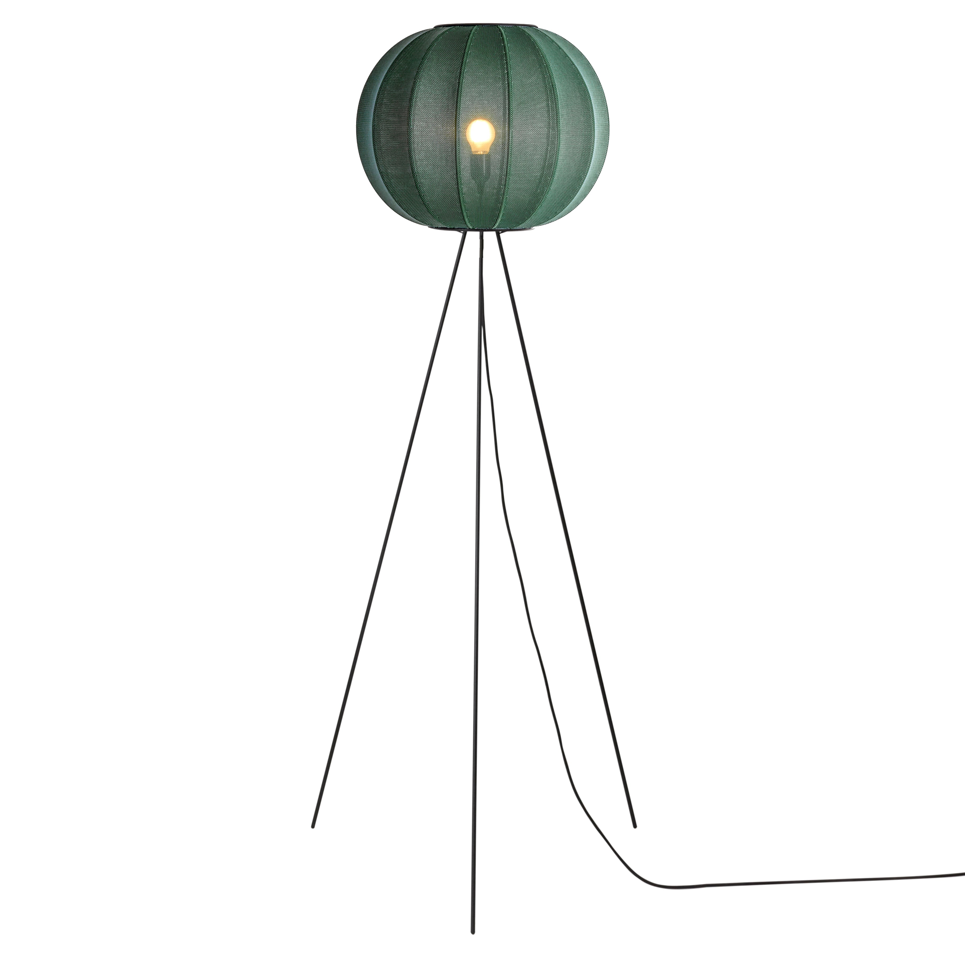 Knit-Wit Floor Lamp: High + Round 45 + Tweed Green
