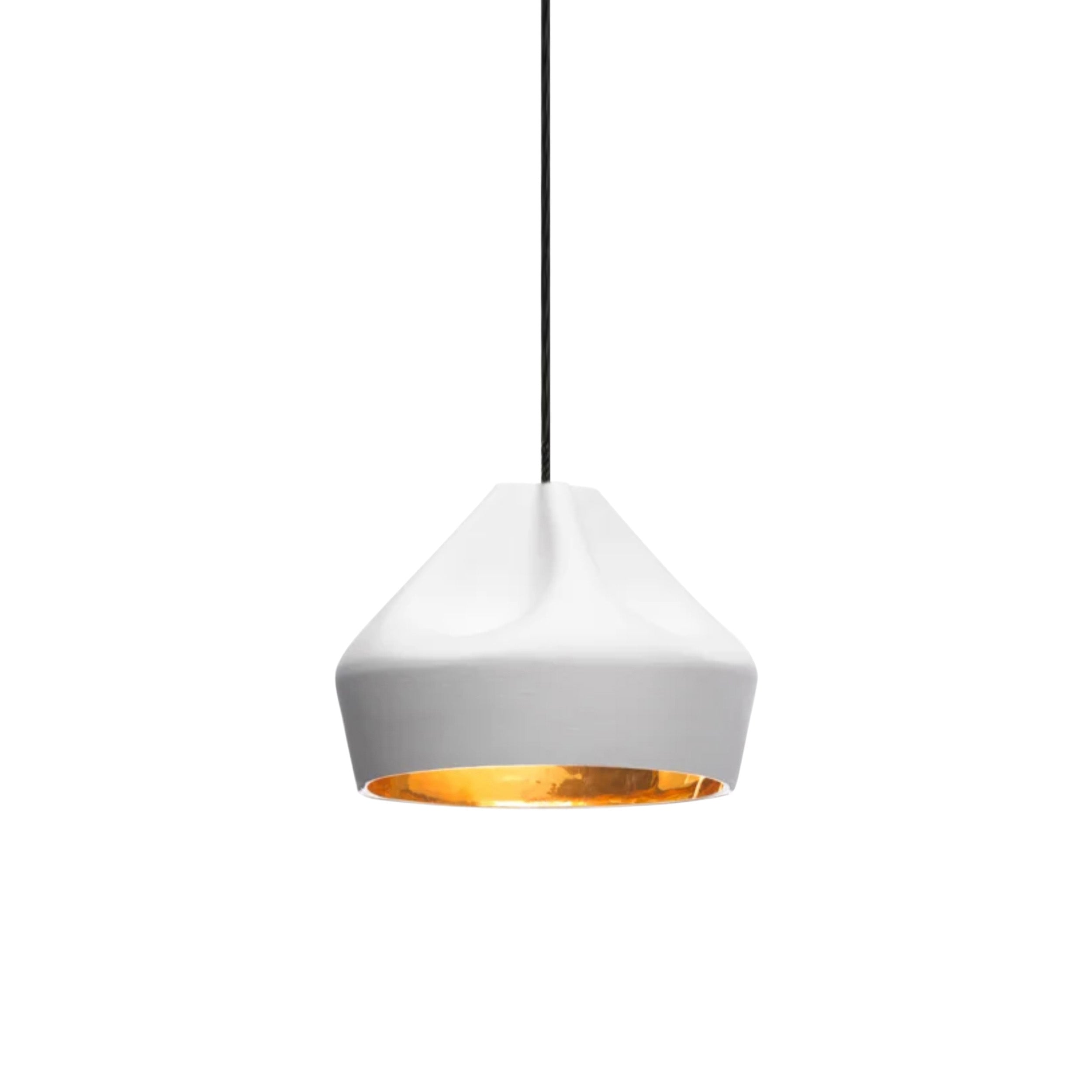 Pleat Box 24 Pendant Light: White + Gold