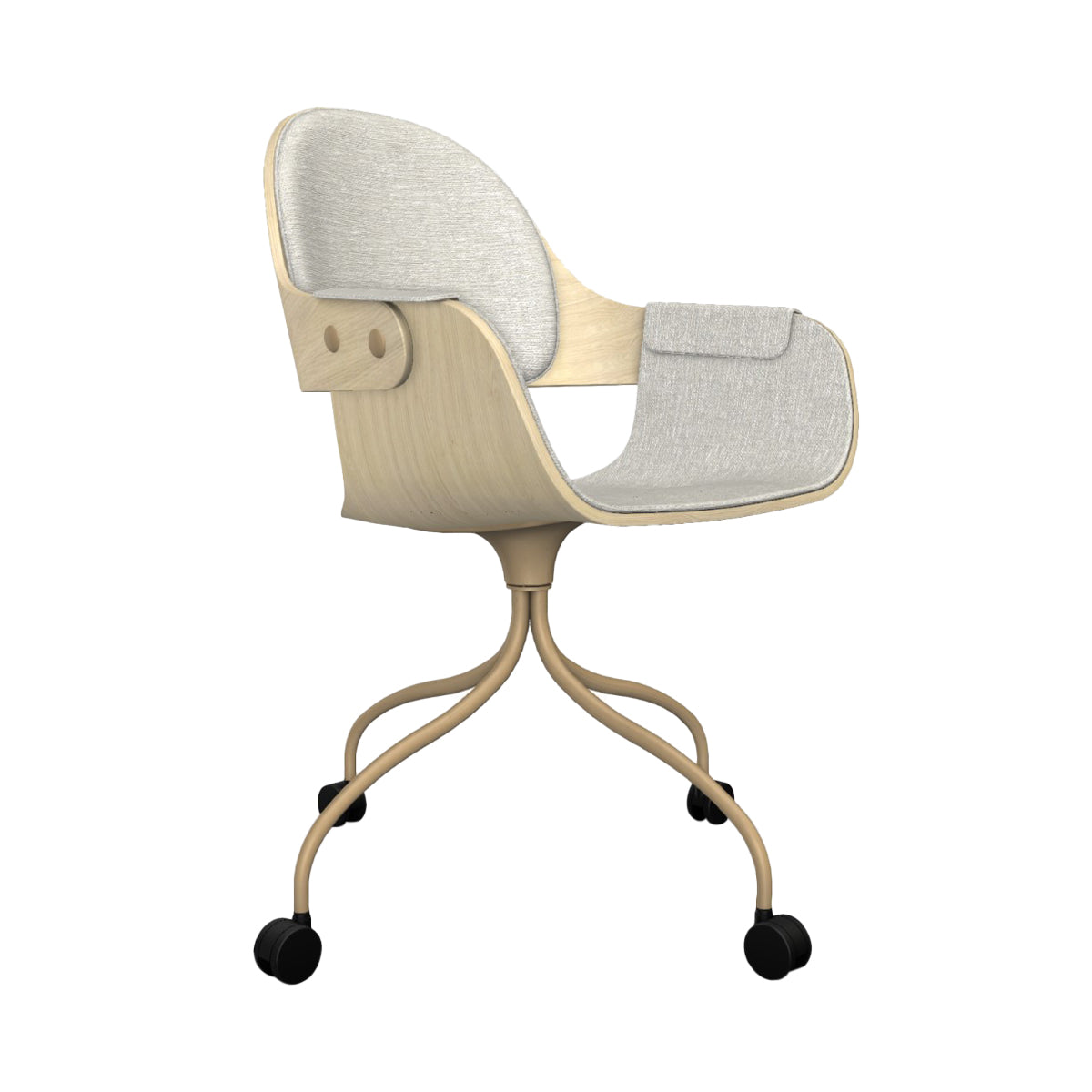 Showtime Nude Chair with Wheel: Interior Seat + Armrest + Backrest Cushion + Natural Ash + Beige